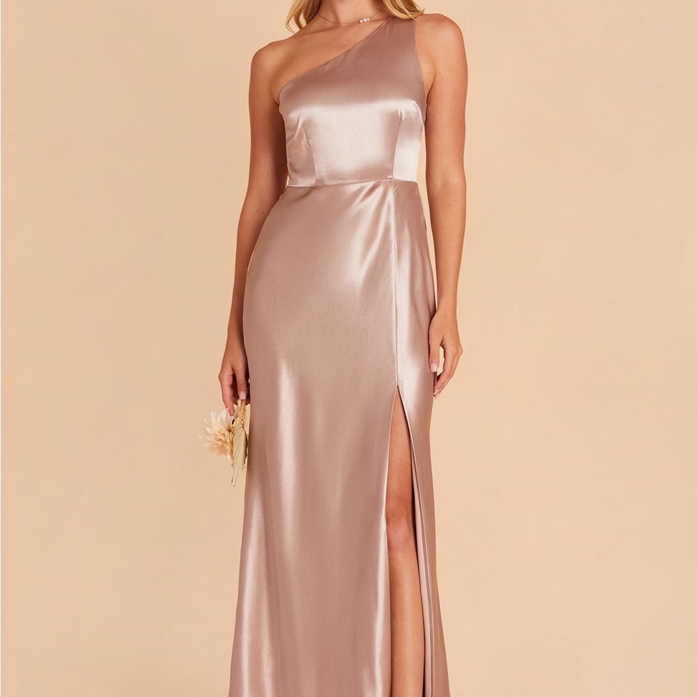 Birdy Grey Kira Dress - Shiny Satin Taupe